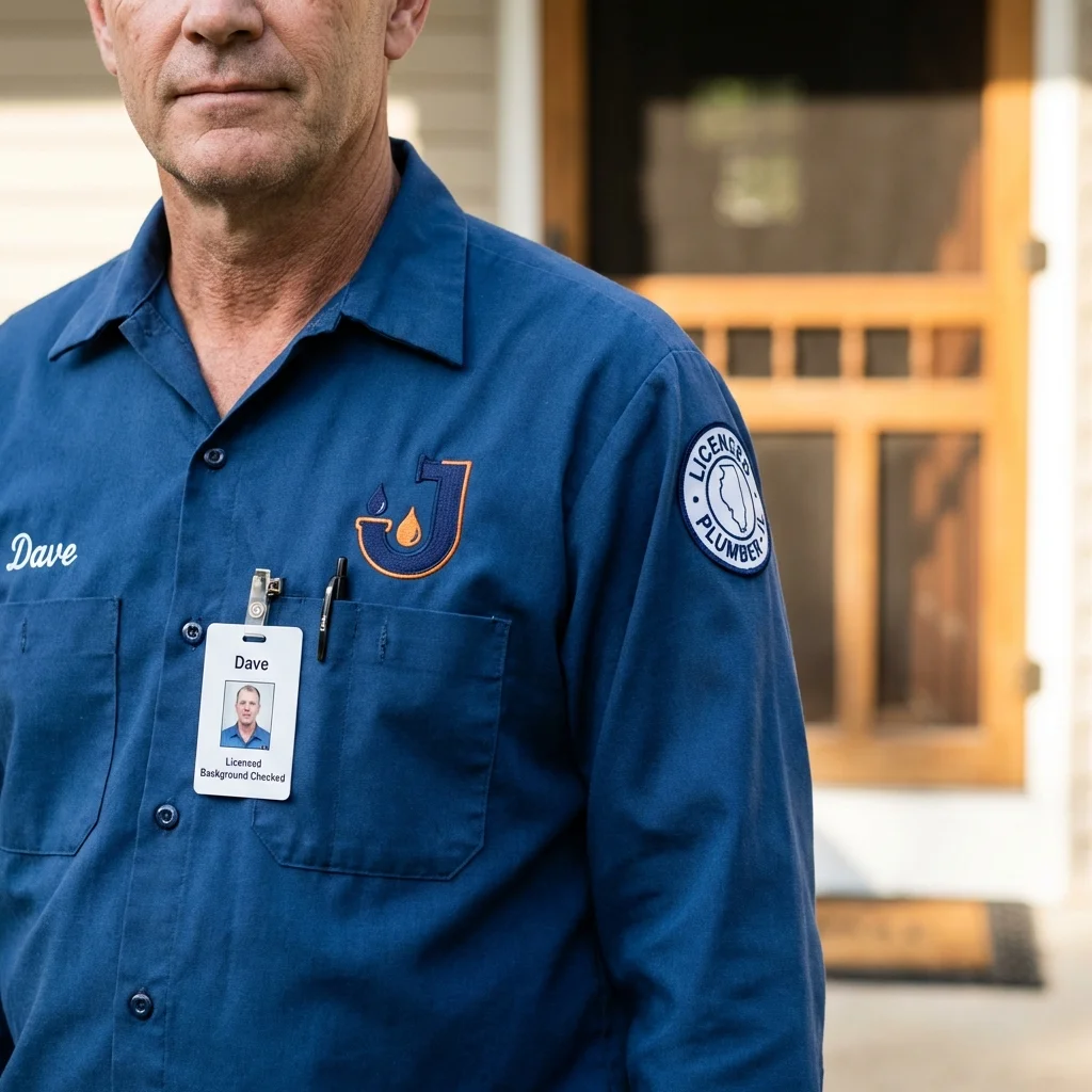Licensed plumber showing ID badge in El Mirage, AZ