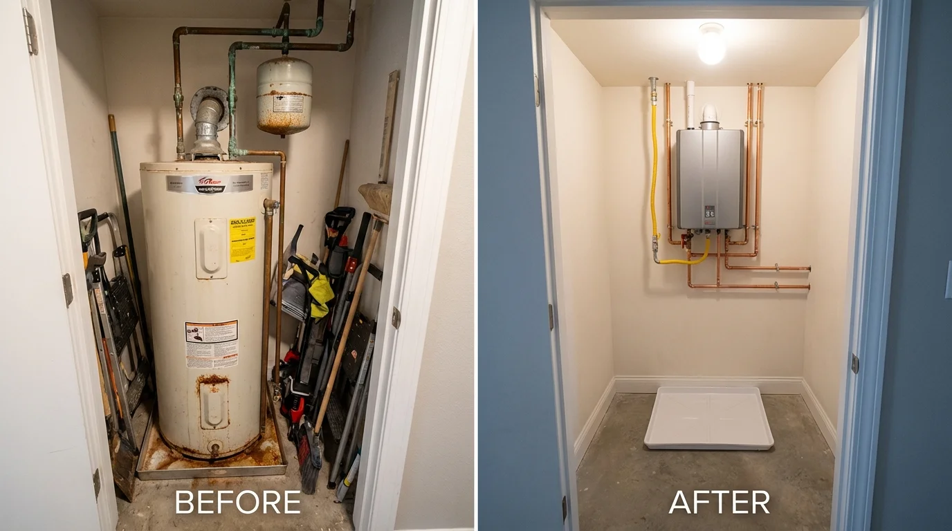 Tank water heater versus wall-mounted tankless unit comparison for El Mirage, AZ homeowners